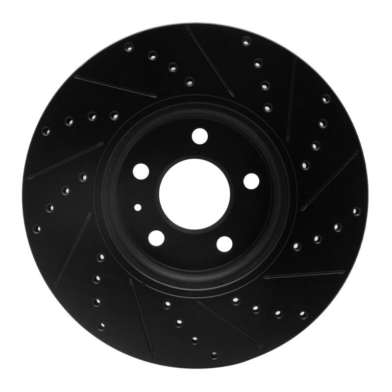 Audi A4 Allroad Brake Rotor (1) - Front Left - R1 Concepts - Drilled & Slotted - Black - `11-`17